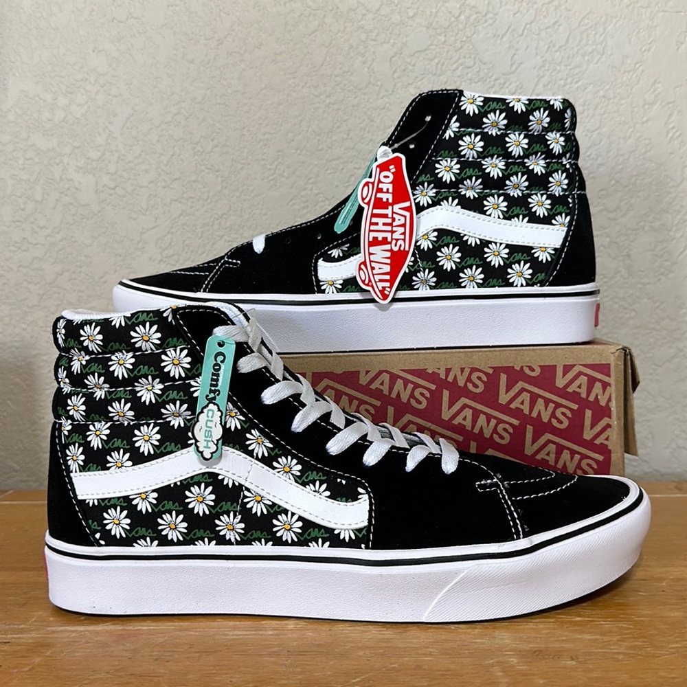 Vans Sk8 hi Comfycush scribble Flower daisy black men’s size 12